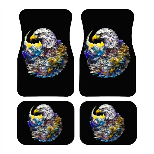Wilderness Watercolor Forest Moon Eagle Car Mats