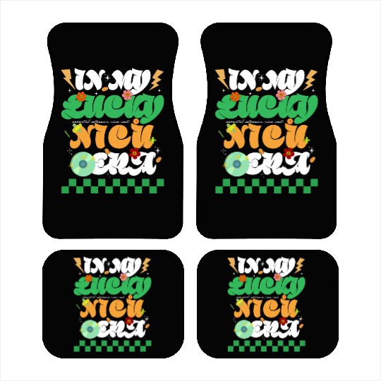 In My Lucky NICU Era St Patricks Day Hippie Smile Car Mats