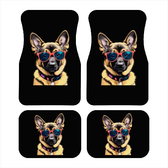 Cute German Shepherd Pop Art Car Mats