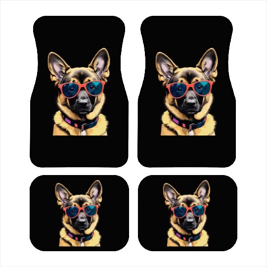 Cute German Shepherd Pop Art Car Mats