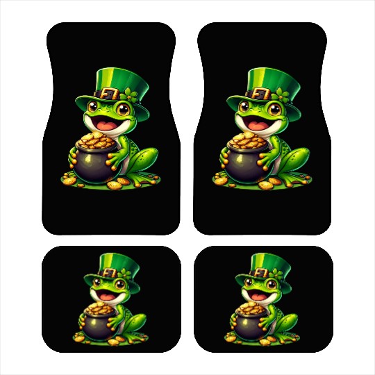 St. Patrick's Day Frog with Gold Car Mats
