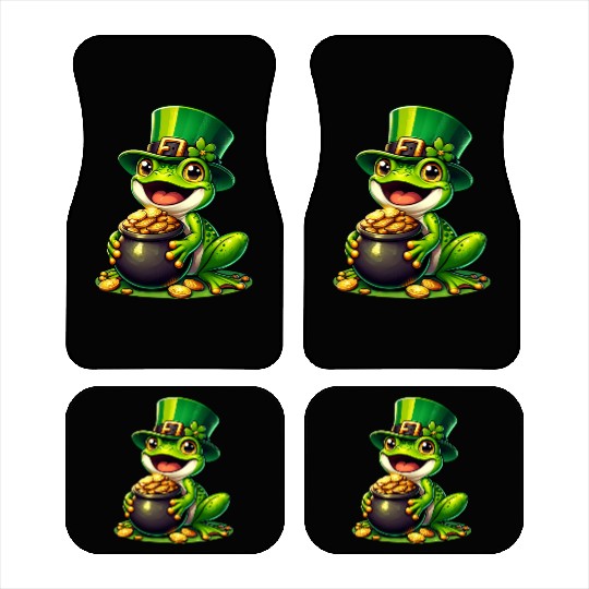St. Patrick's Day Frog with Gold Car Mats