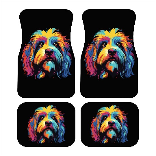 Watercolor Colorful Tibetan Spaniel Car Mats