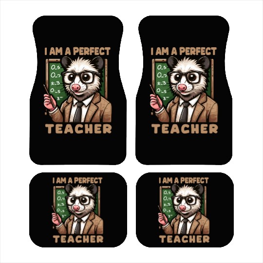 Kawaii Opossum Teacher With glasses Car Mats