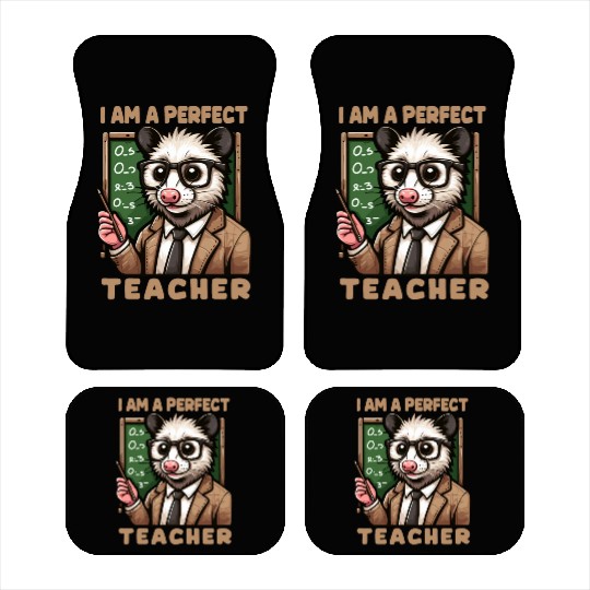 Kawaii Opossum Teacher With glasses Car Mats