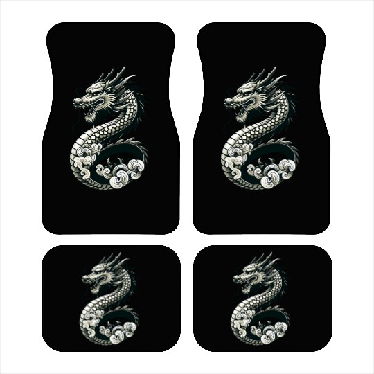 Moonlit Serenity of the Silver Dragon Car Mats