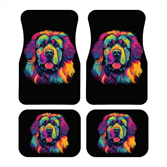 Watercolor Colorful Tibetan Mastiff Car Mats