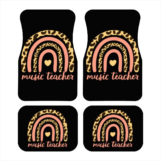 Music Teacher II - Leopard Rainbow Car Mats