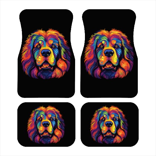 Watercolor Colorful Tibetan Mastiff Car Mats