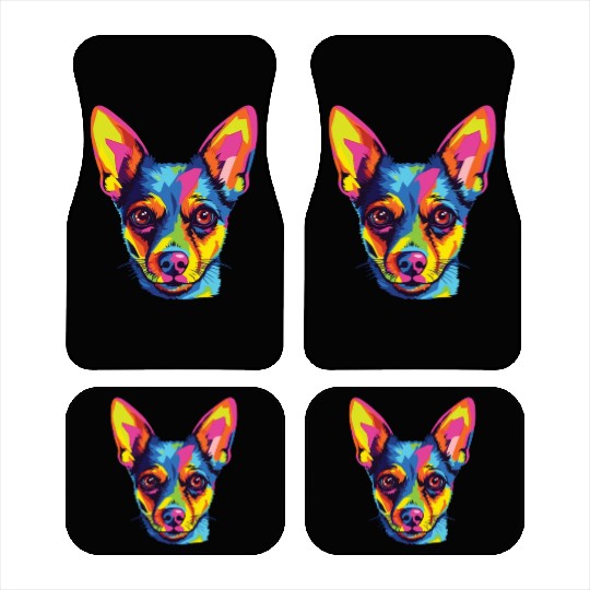Watercolor Colorful American Toy Terrier Car Mats