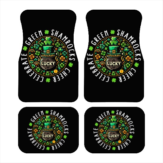 St. Patrick's Day Car Mats, Lucky Pot Of Gold Leaf