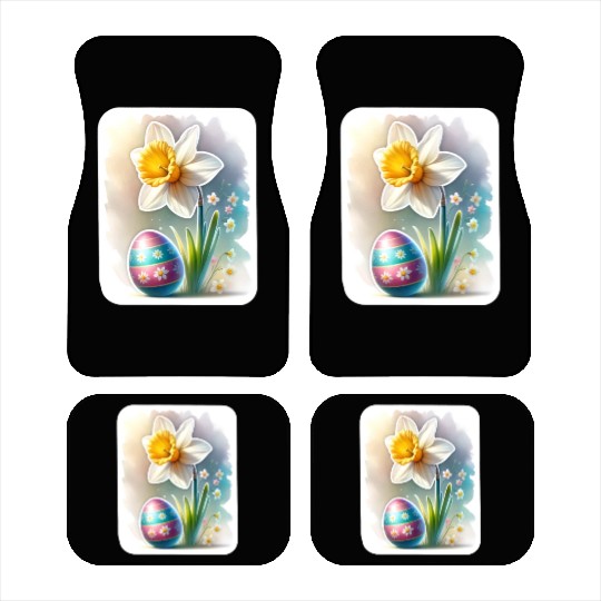 A Beautiful Daffodil With an Easter Egg Car Mats