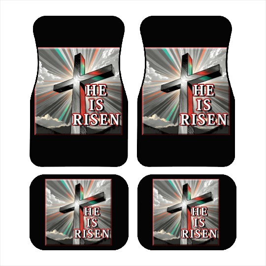 Cross, He is Risen - 2 Car Mats