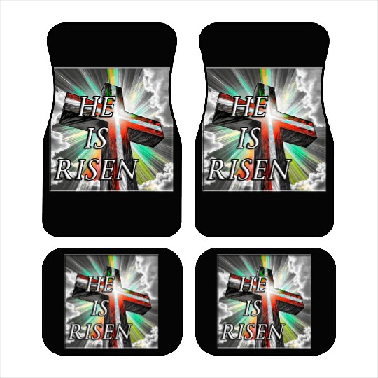 Cross, He is Risen - 1 Car Mats