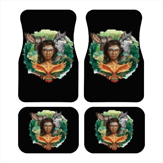 Wildlife Tribal Wolf Owl Turtle Woman for a Car Mats