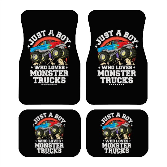 Just A Boy Who Loves Monster Trucks Toddler Kids Car Mats