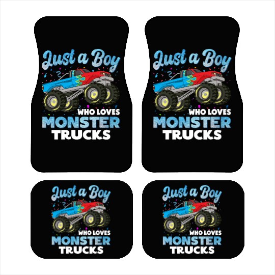 Just A Boy Who Loves Monster Trucks Toddler Kids Car Mats