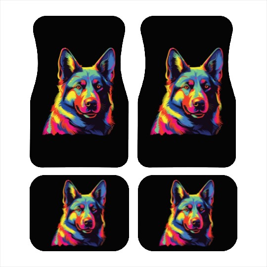 Watercolor Colorful Norwegian Elkhound Car Mats
