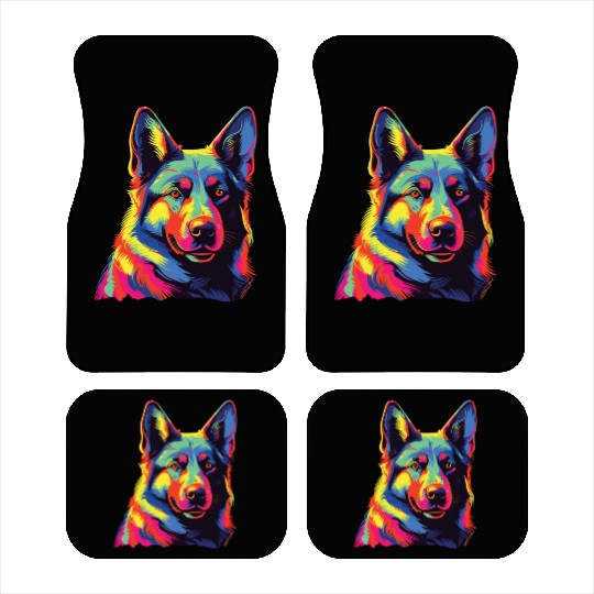 Watercolor Colorful Norwegian Elkhound Car Mats