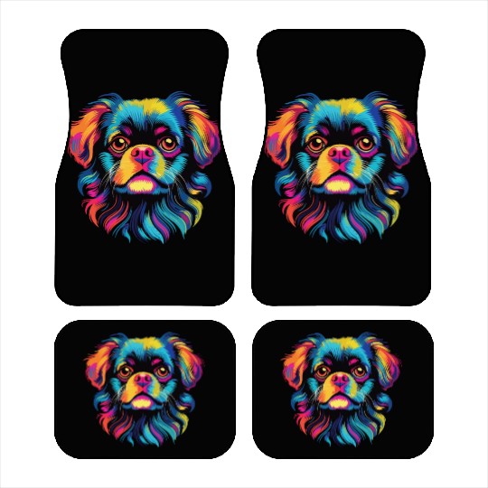 Watercolor Colorful Tibetan Spaniel Car Mats