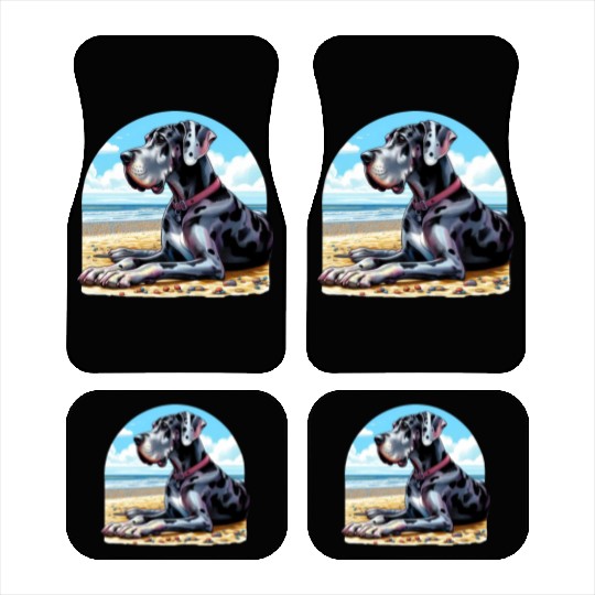 Great Dane On The Beach Car Mats