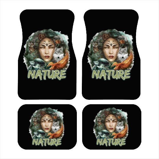 Nature-Inspired Wolf Owl Turtle Phoenix Woman Car Mats