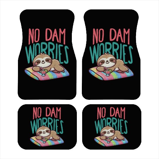 No Dam Worries Sloth on The Beach Relax Car Mats