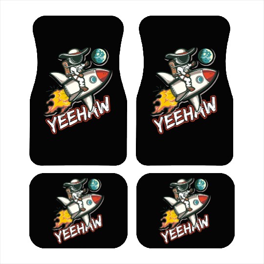 Space Cowboy Riding a Rocket with Yeehaw Slogan Car Mats