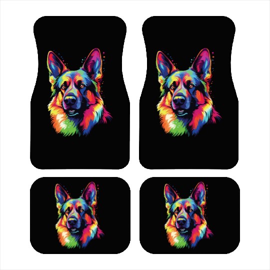 Watercolor Colorful German Shepherd Car Mats