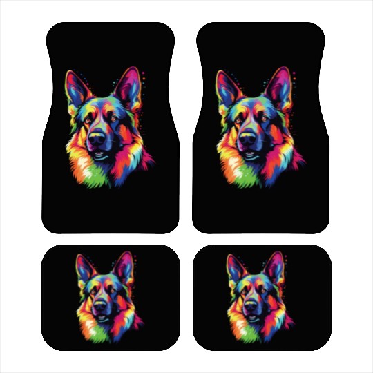 Watercolor Colorful German Shepherd Car Mats