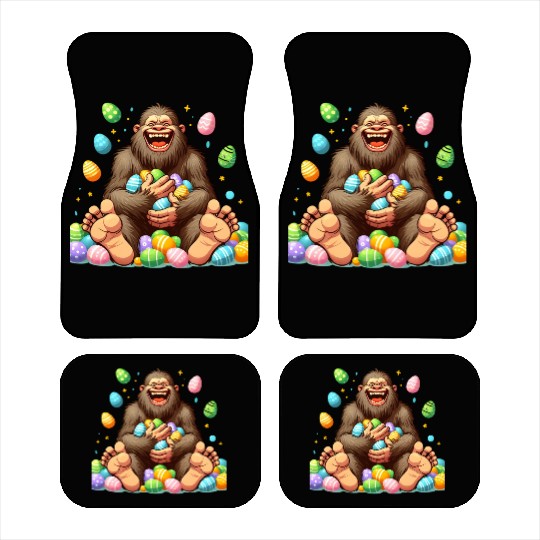 Colorful Easter Eggs Surrounding Bigfoot Car Mats