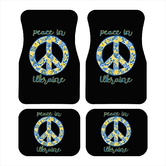 Peace in Ukraine typography with pacific symbol Car Mats
