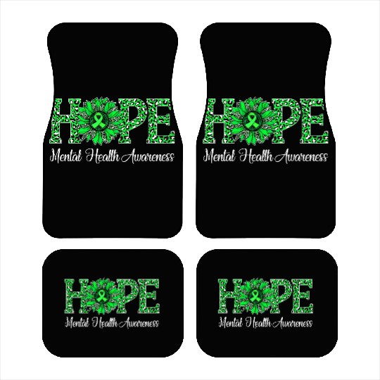 Sunflower Hope Mental Health Awareness Green Car Mats