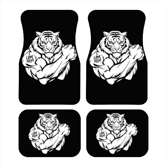 Tiger Biceps Tattoo I Love Mom Car Mats