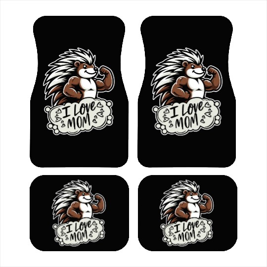Porcupine I Love Mom Car Mats