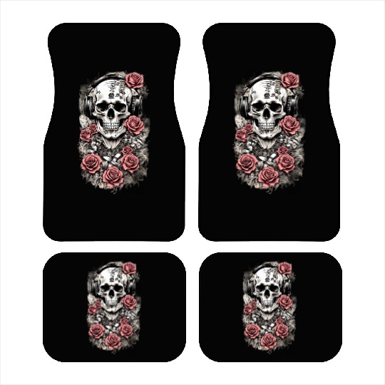 Rock & Roses Car Mats: Skull, Roses & music nout