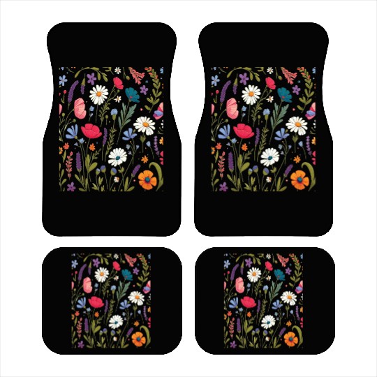 Botanical Bliss Wildflower Bouquet Nature Lover Car Mats