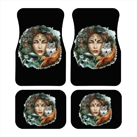 Wildlife Tribal Wolf Owl Turtle Woman for a Car Mats