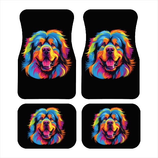 Watercolor Colorful Tibetan Mastiff Car Mats
