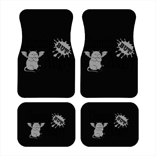 Charming but angry little devil cat funny quote Car Mats