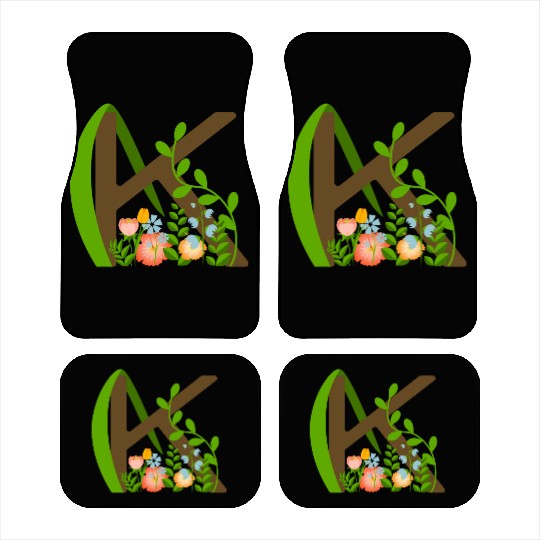 Capital letter K monogram and wildflowers Car Mats