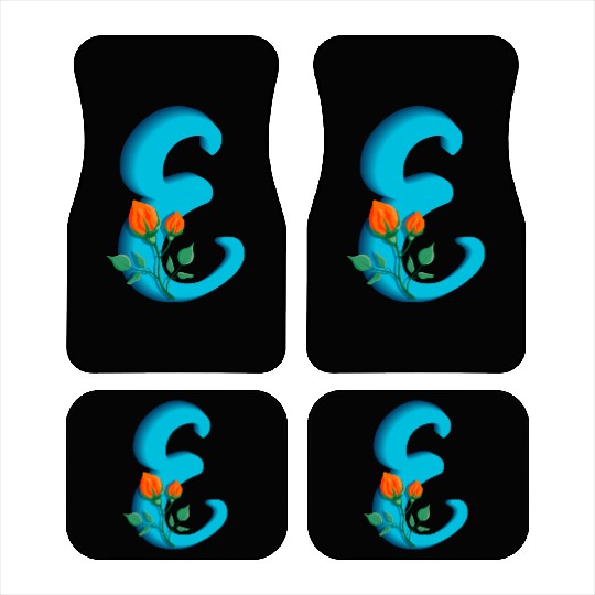 Three dimensional capital letter E rose monogram Car Mats