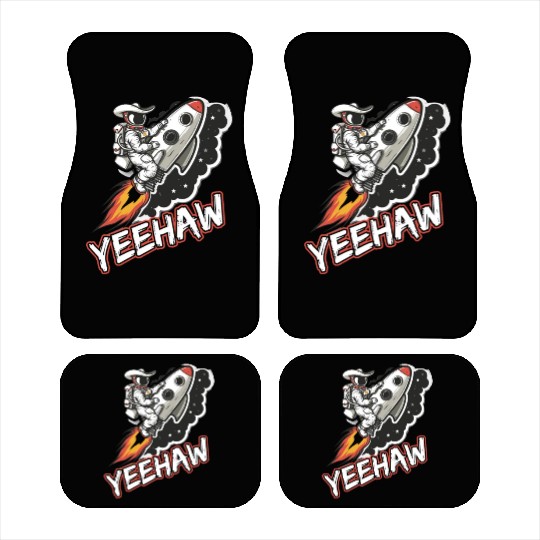 Space Cowboy Riding a Rocket with Yeehaw Slogan Car Mats