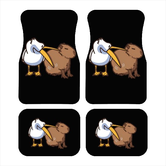 Pelican Tries to Eat Capybara Funny Meme Car Mats