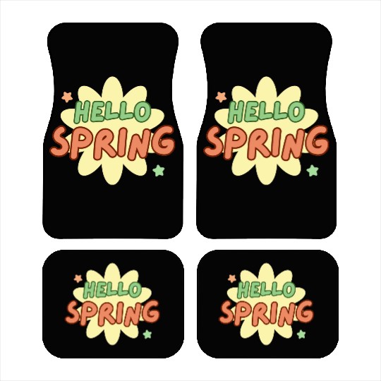 Funny retro hello spring time groovy flowers cute Car Mats