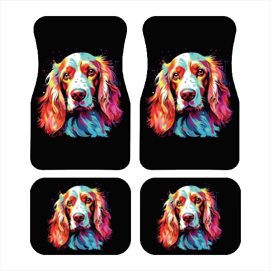 Watercolor Colorful Irish Red And White Setter Car Mats
