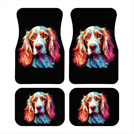 Watercolor Colorful Irish Red And White Setter Car Mats