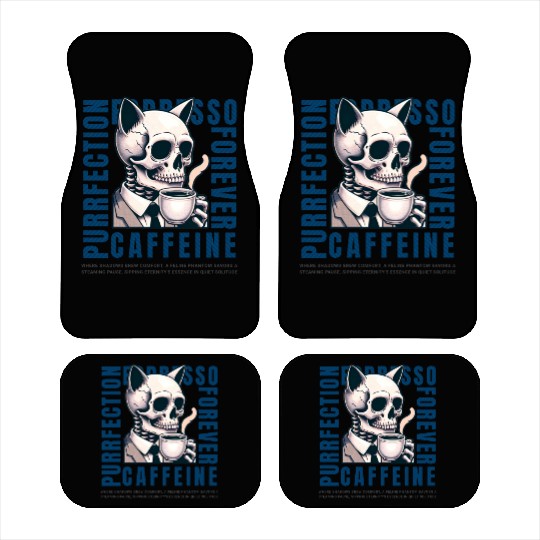 Cat Skull Caffeine Connoisseur - Eternal Coffee Car Mats