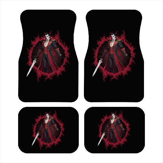 Vampire Lord With Halftone Background Car Mats