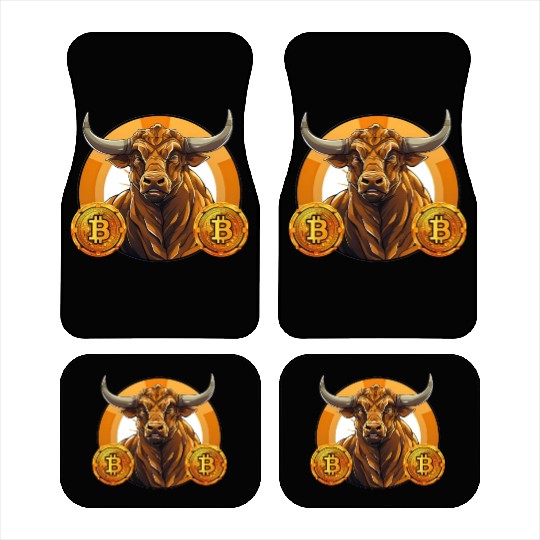 Retro Crypto Currency Bull Bitcoin Blockchain Car Mats